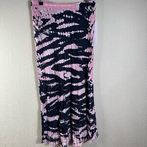 Young Fabulous And Broke Tie Dye Felicity Satin Midi Skirt Slit Pink Blue XS NEW